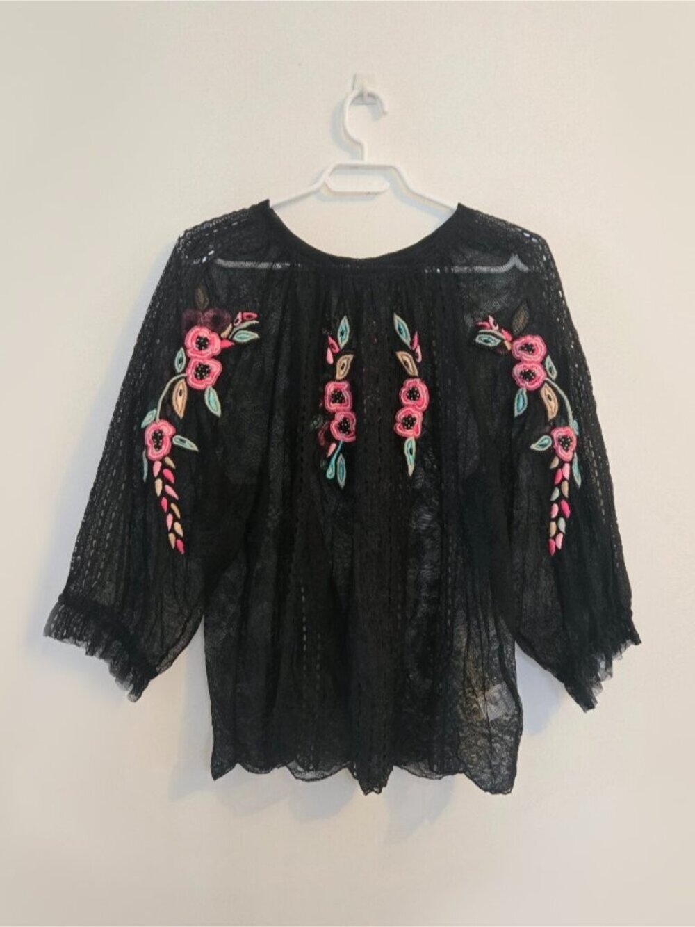 Vintage Matthew Williamson Romantic Poet Blouse Black Lace Size 14 XL